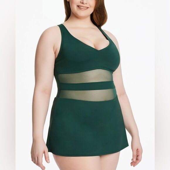 BLEU BY ROD BEATTIE Plus Size Dont Mesh With Me Cross-Back Swimsuit swimwear 20W - Picture 1 of 9